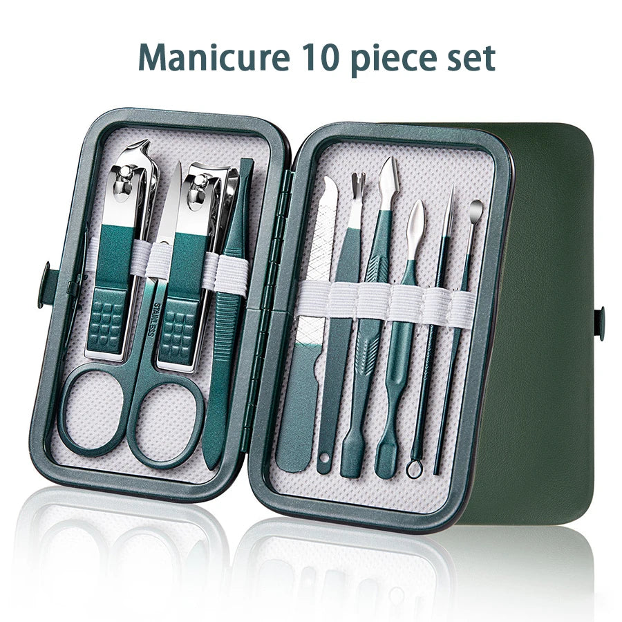 Stainless Steel Manicure Set 6–18 Pcs with Leather Case | Gift Manicure Tool Set PRIMED 10pcs set