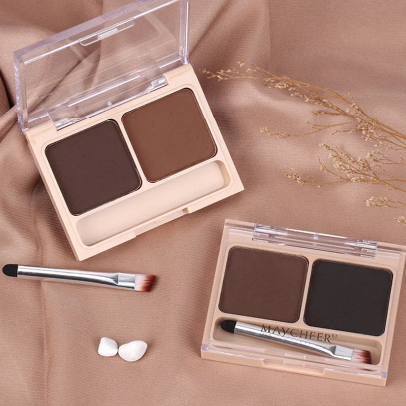 2-Color Waterproof Eyebrow Powder Palette with Brush Eyebrow Powder Palette PRIMED