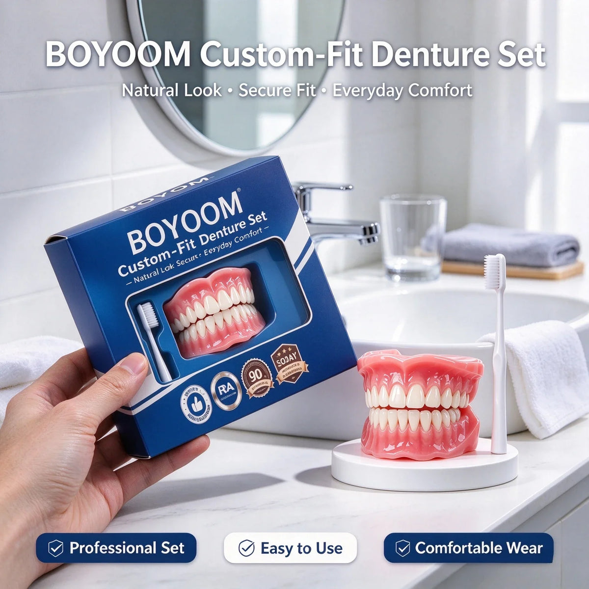 Silicone False Teeth Set – Upper & Lower Cosmetic Veneers
