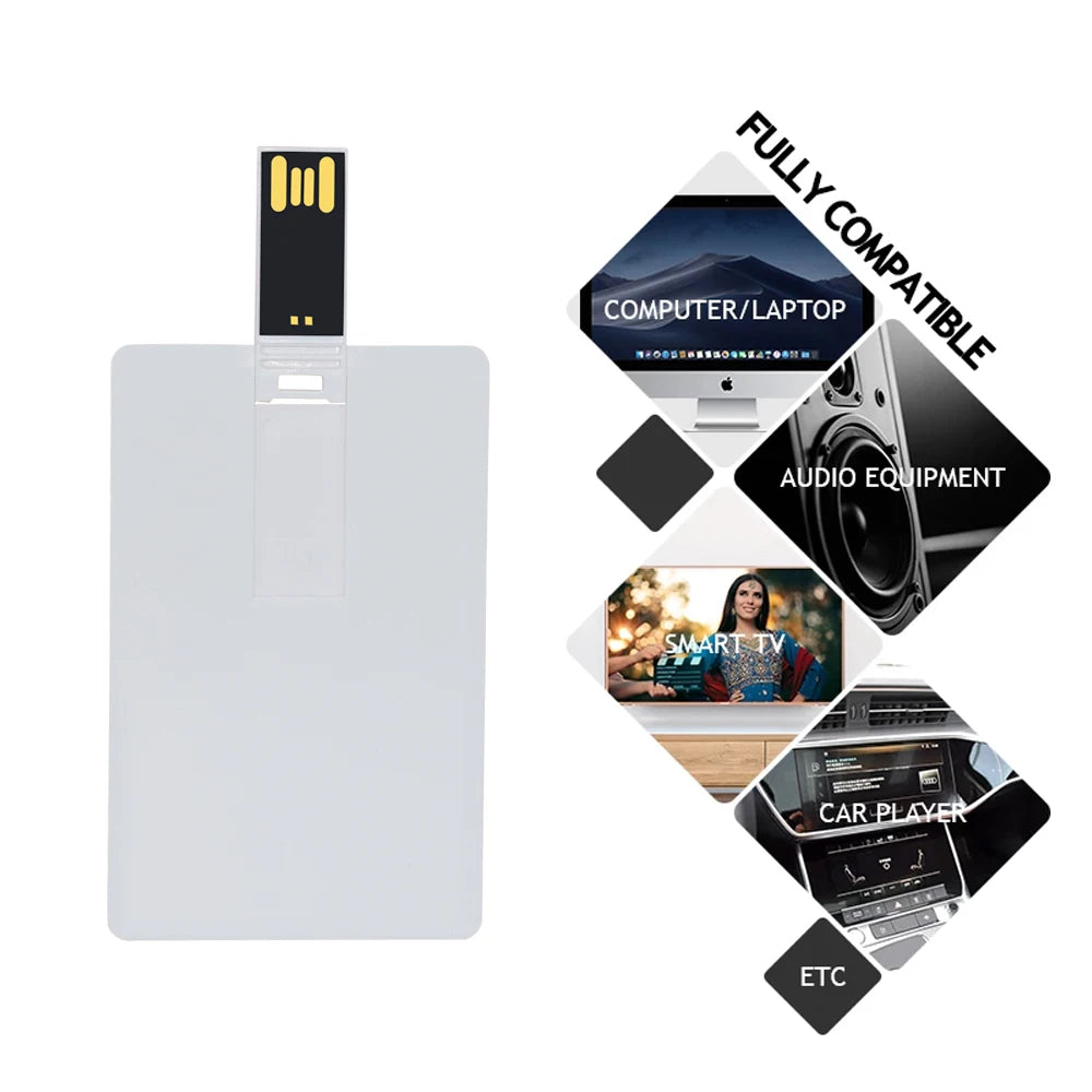 Custom Logo Credit Card USB Flash Drive Bulk 10/50/100 Pcs Custom USB Flash Drive PRIMED