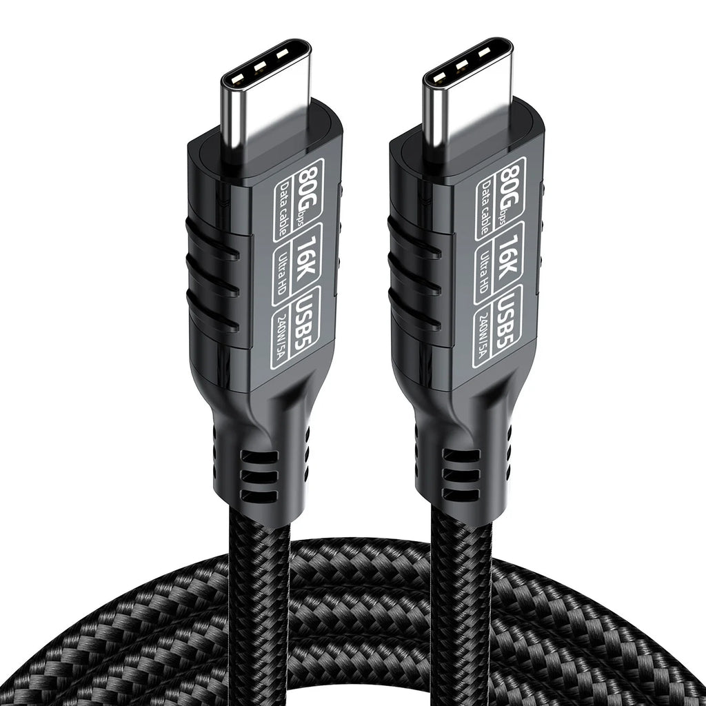 Hannord 80Gbps USB-C Cable 240W 16K Thunderbolt 5/4 USB-C Cable PRIMED Black 1m