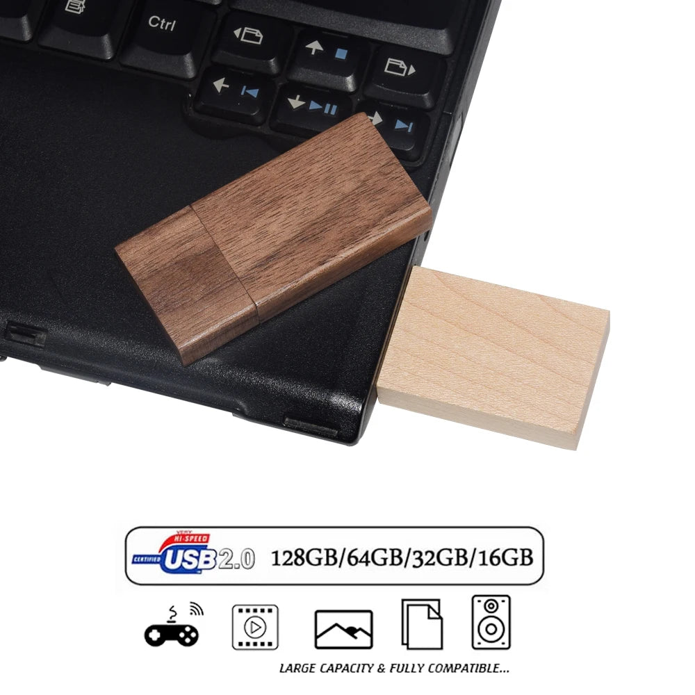 10-Pack Walnut Wooden USB Flash Drives | Free Custom Logo Wooden USB Flash Drive PRIMED
