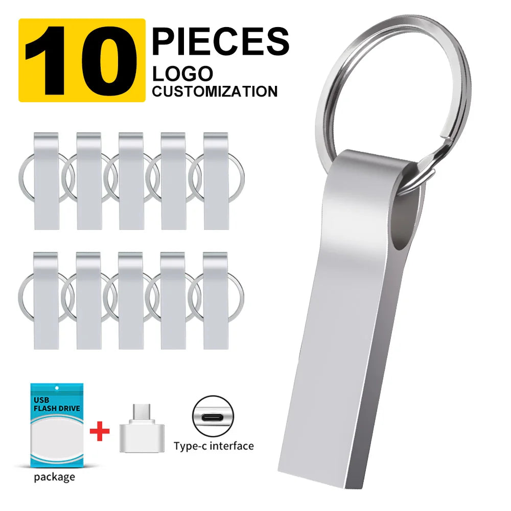 Zsuit 10-Pack Metal USB Flash Drives 3.0 | Custom Logo | 16–128GB