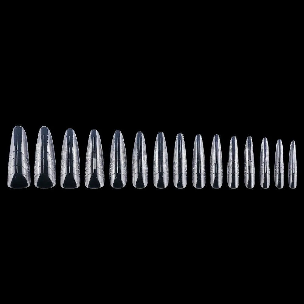 150Pcs Reusable Sandwich Nail Forms – 15 Sizes Clear PP