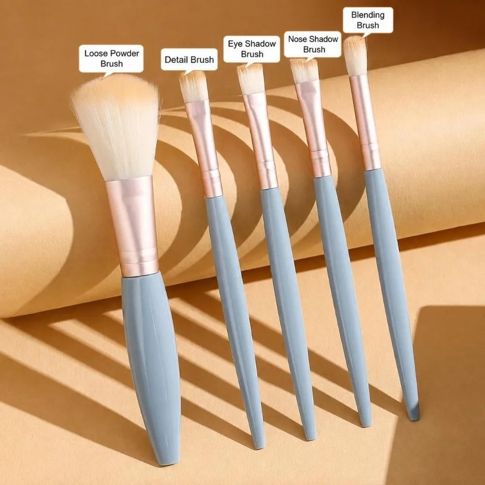 5-Piece Travel Makeup Brush Set with Mirror & Case Travel Makeup Brush Set PRIMED