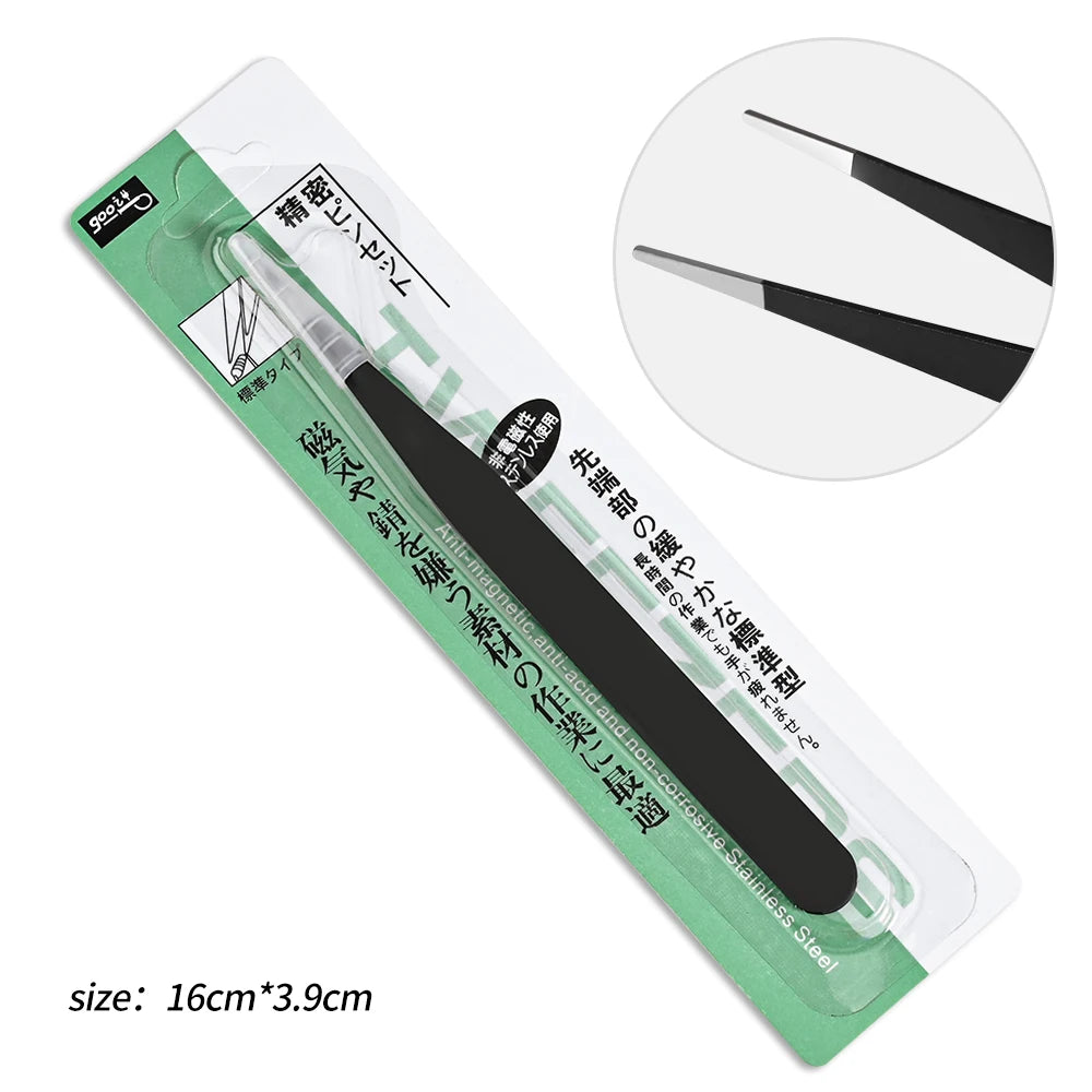 Rhinestone Eyelash Tweezers Stainless Steel Nail Art Set