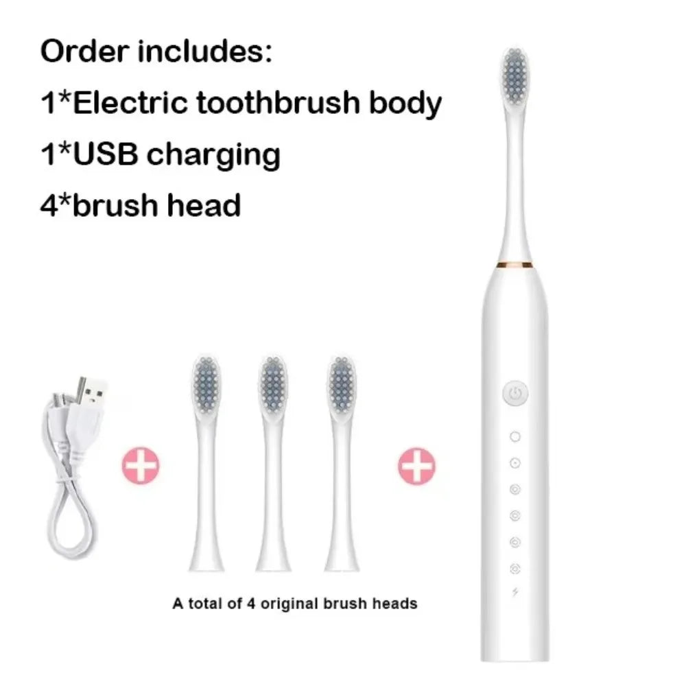 Sonic Electric Toothbrush 6 Modes 42000 VPM + 4 Brush Heads