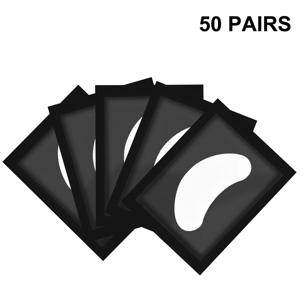 50 Pairs Hydrogel Under Eye Patches for Lash Extensions Lash Extension Pads PRIMED 50Pairs Black