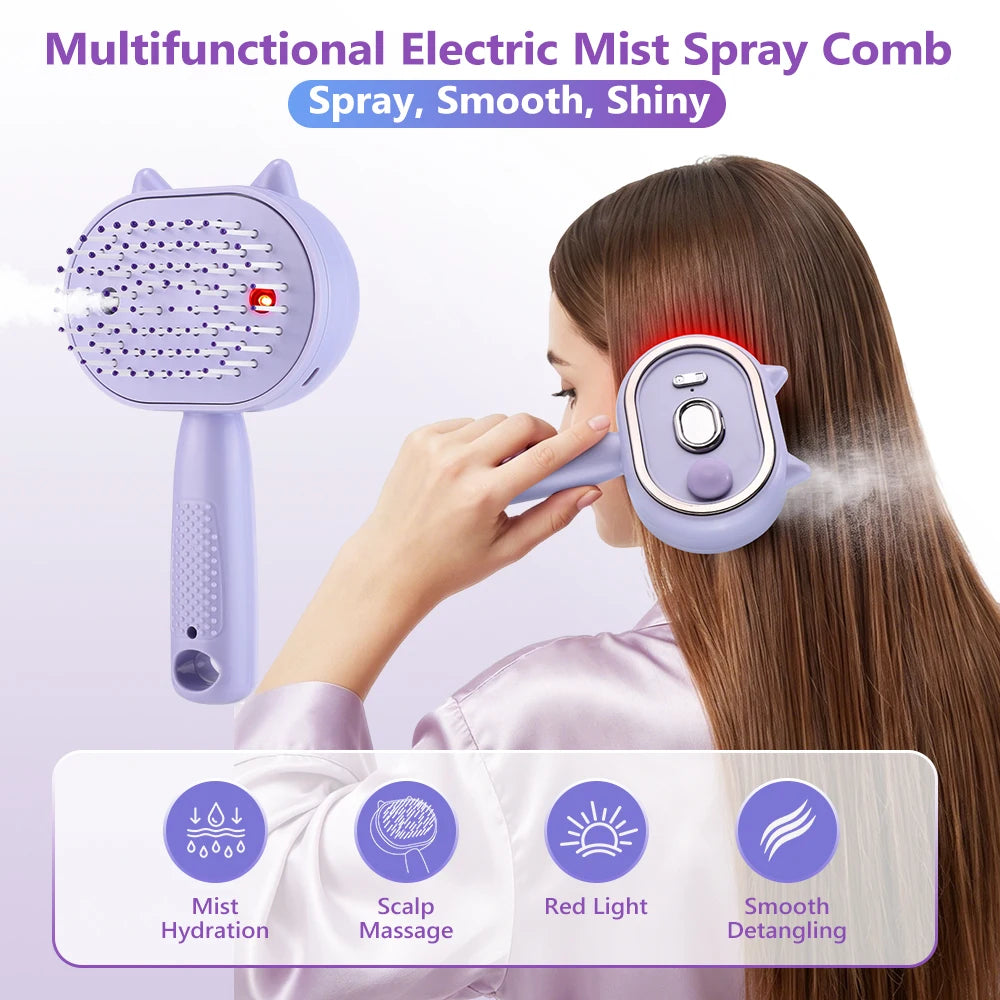 Hailicare 3-in-1 Mist Spray Scalp Massage Comb | Rechargeable Electric Hair Brush PRIMED