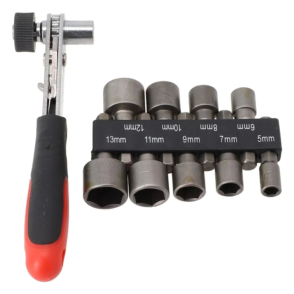 1/4" Ratchet Wrench Set with 9 Drill Bit Adapters 5–13mm Ratchet Wrench Set PRIMED China Mainland