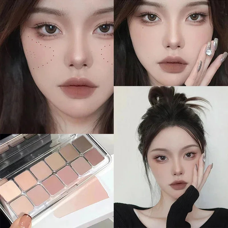 12-Color Matte Eyeshadow Palette | Korean Tea & Apricot Tones Eyeshadow Palette PRIMED