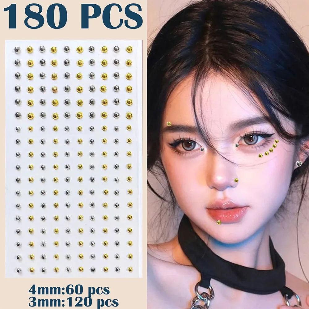 Non-Piercing Rhinestone Face Stickers – Faux Lip & Brow Gems