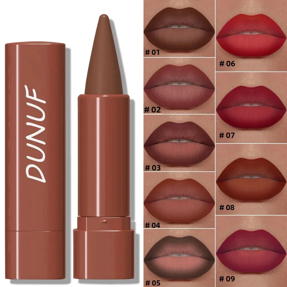 DUNUF 9-Color Matte Velvet Gradient Lip Liner & Lipstick Lip Liner Lipstick PRIMED