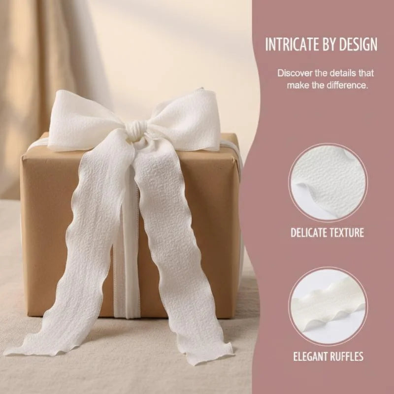 10 Yards Fishtail Wave Edge Pleated Chiffon Ribbon 2.5cm