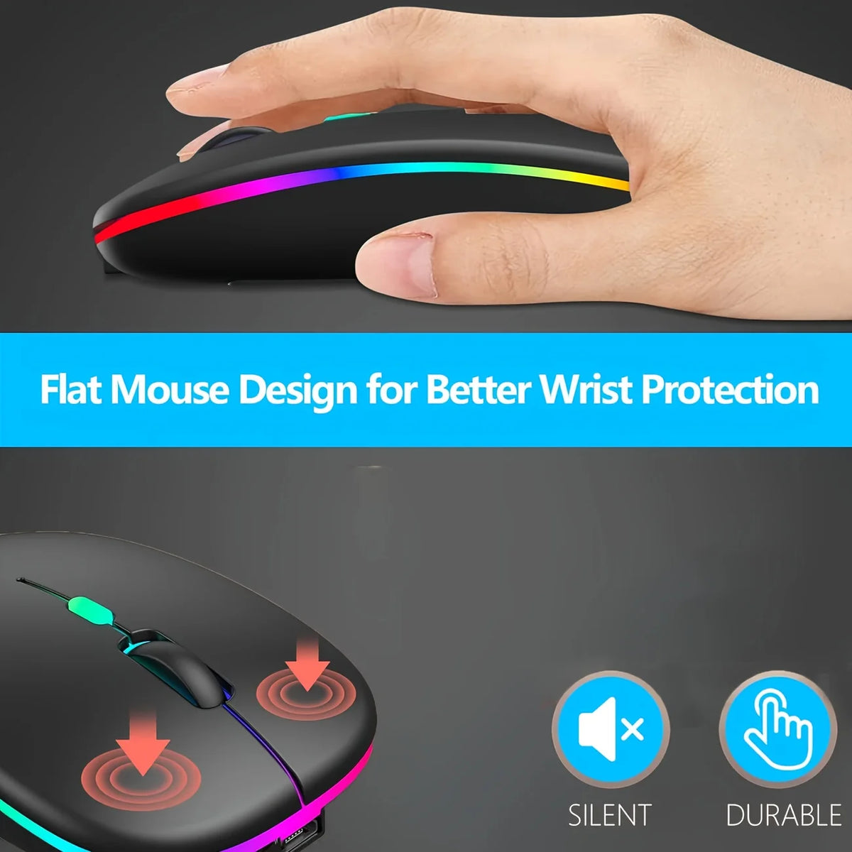 Dual-Mode Bluetooth Wireless Mouse – Rechargeable Ergonomic Wireless Computer Mouse PRIMED