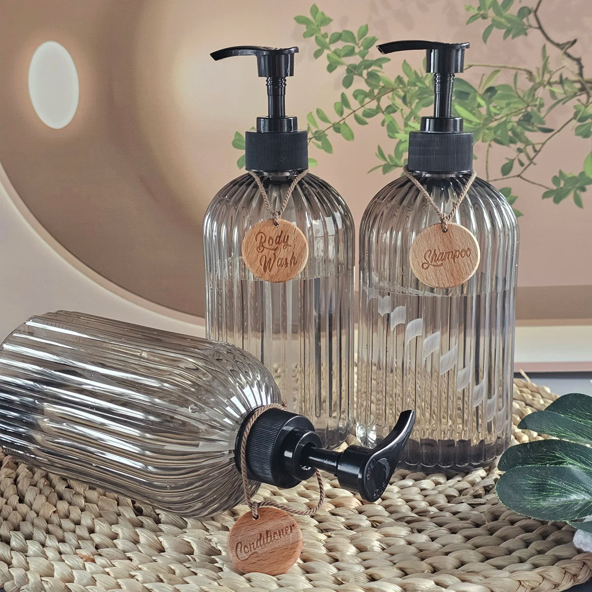 3-Pack Refillable Soap Pump Bottles 16.9oz – Bathroom Set Soap Pump Dispenser PRIMED