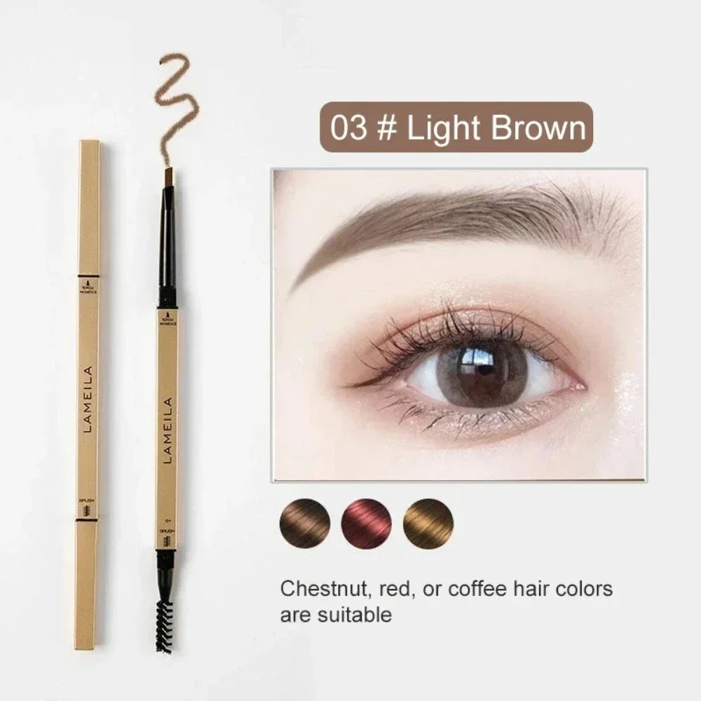 Triangle Tip Double-Ended Eyebrow Pencil with Brush Eyebrow Pencil PRIMED 03 Light Brown