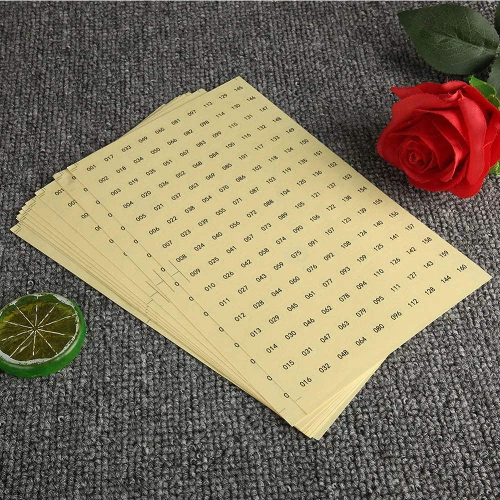 Waterproof Consecutive Number Label Stickers – 10 Sheets Clear