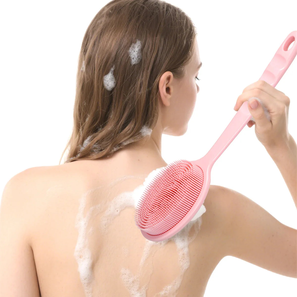 Long Handle Double-Sided Silicone Shower Body Brush Body Scrub Brush PRIMED
