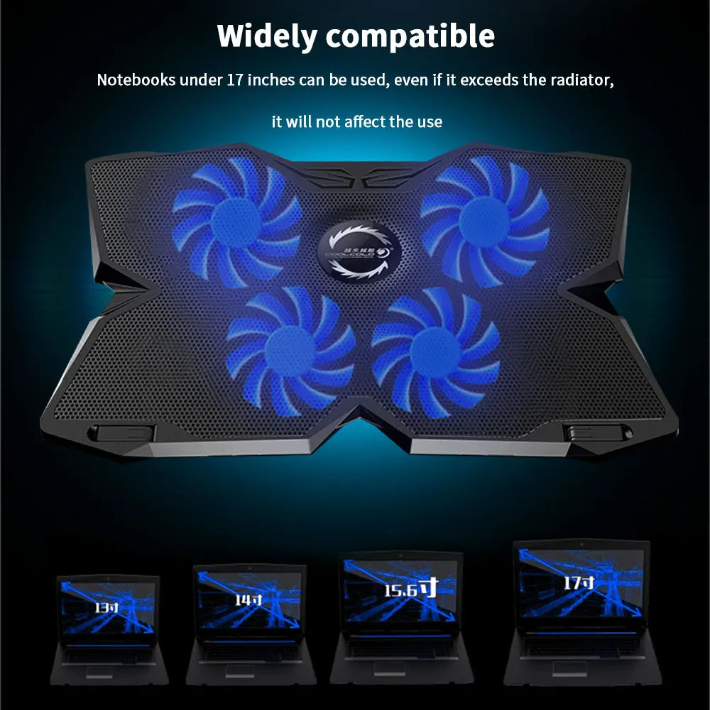 TISHRIC Laptop Cooling Pad – 4 Quiet Fans & USB Ports Laptop Cooling Pad PRIMED