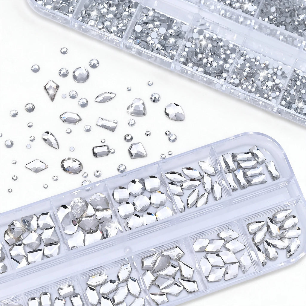 2-Box Nail Art Rhinestones – Mixed Shape Sparkling Gems Set Nail Art Rhinestones PRIMED