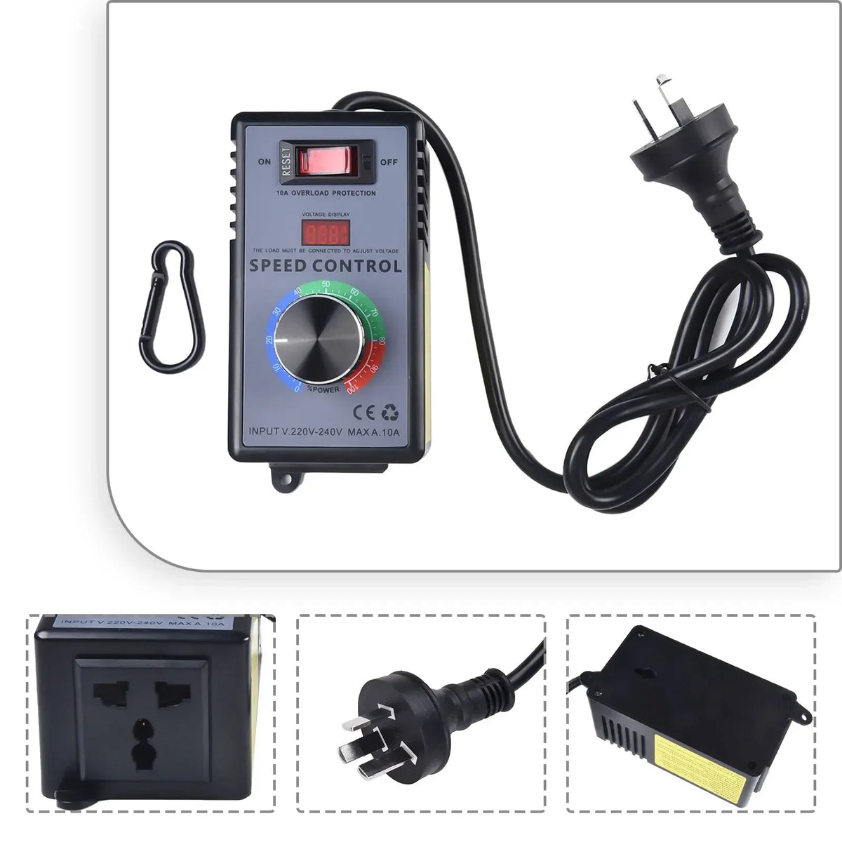 Stepless Speed Controller Switch AC 220V for Power Tools & Fans