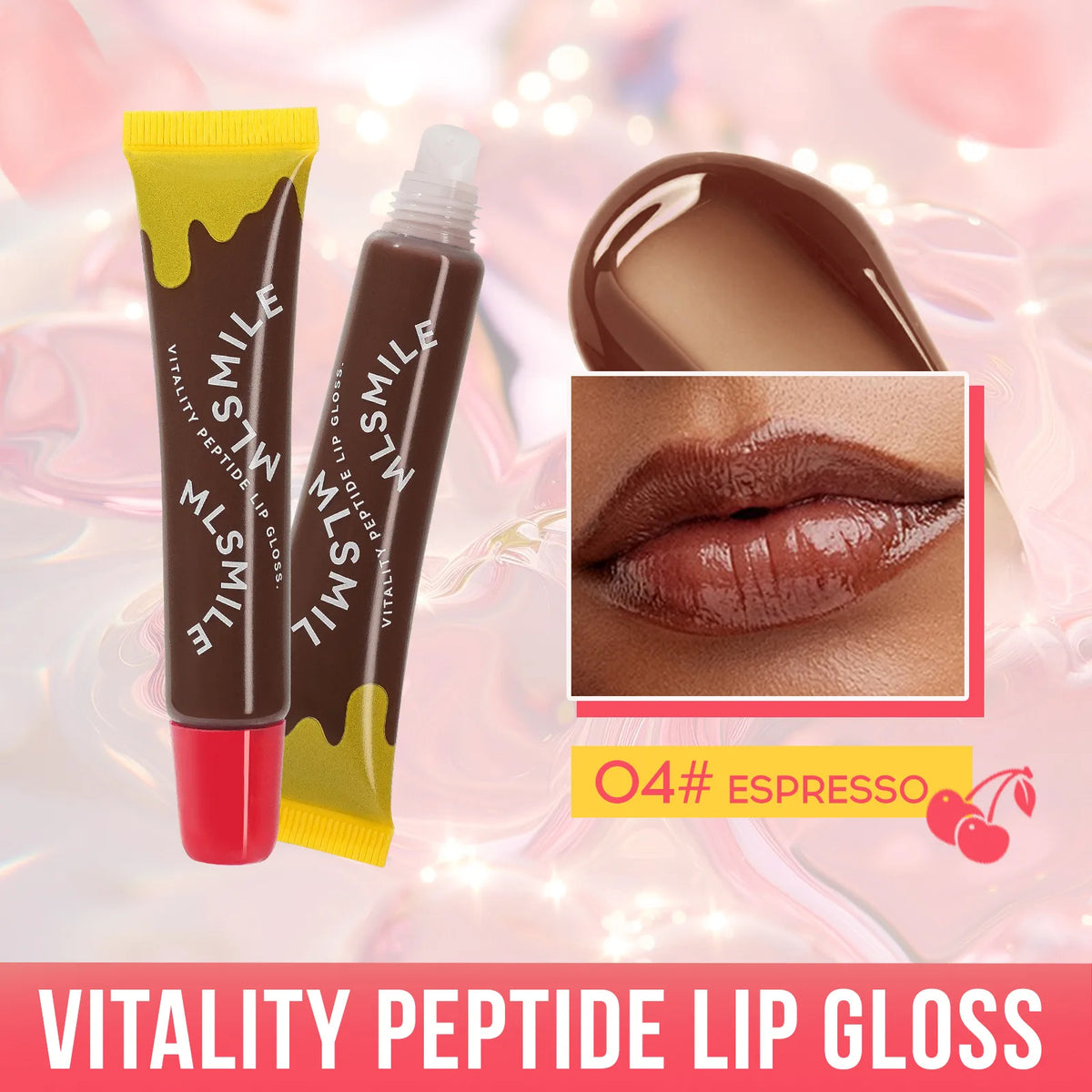 MLSMILE Peptide Plumping Lip Gloss – Clear Hydrating Glaze Plumping Lip Gloss PRIMED 04