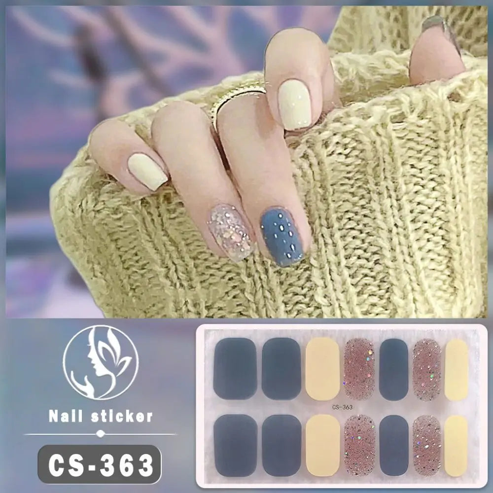 Waterproof Foil Gel Nail Stickers – 14 Tips Full Nail Wraps