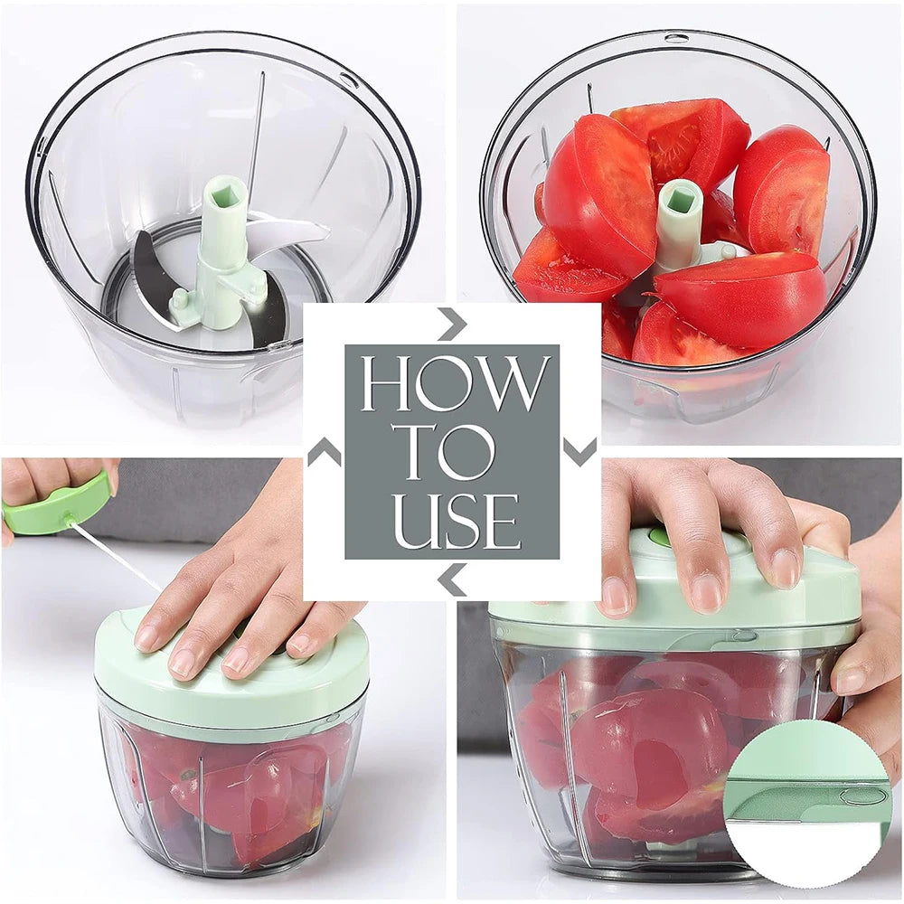 LMETJMA Manual Vegetable Chopper – Hand Pull Garlic Mincer Manual Vegetable Chopper PRIMED