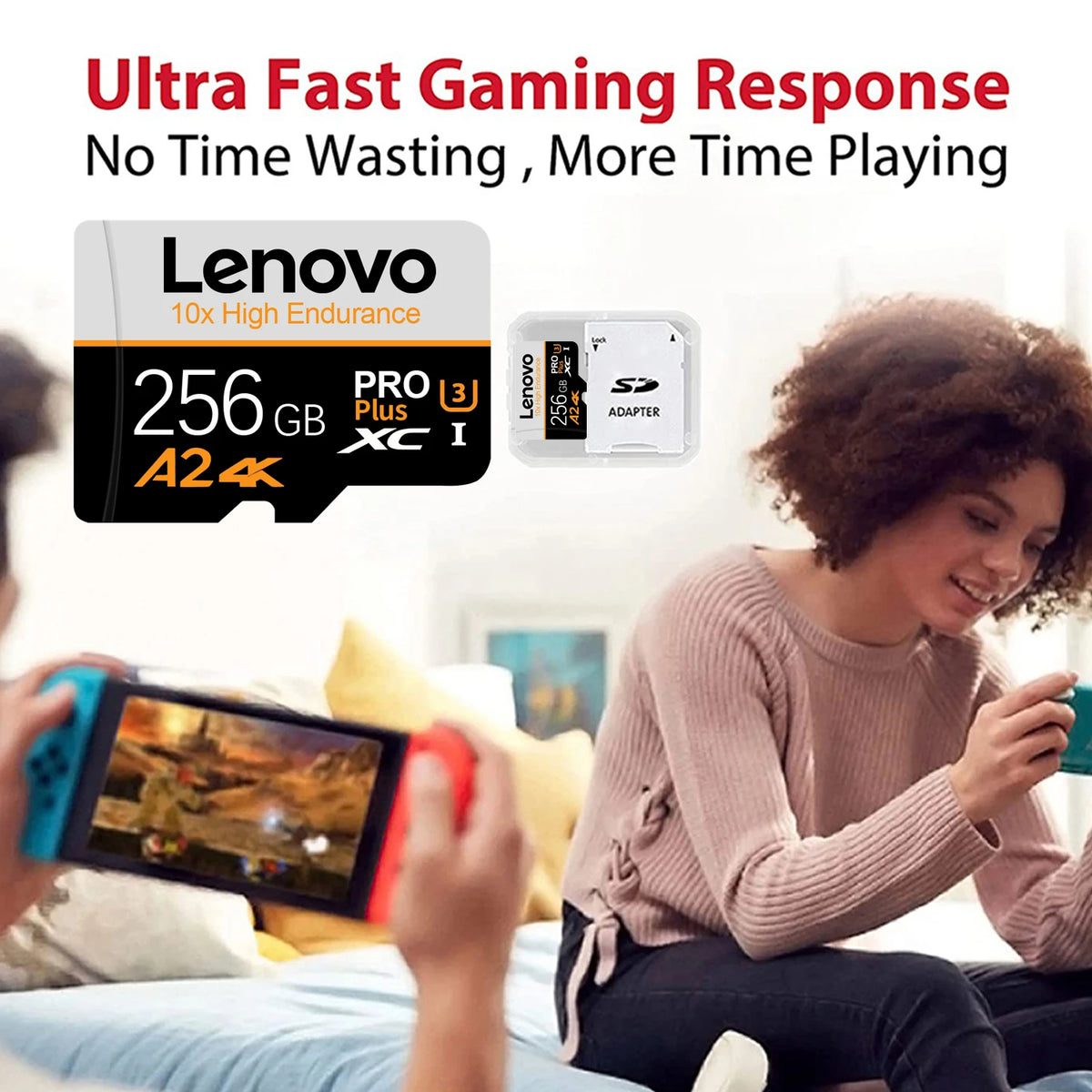 Lenovo Micro SD Card 64GB–1TB | 4K V30 U3 A2 microSDXC Micro SD Card PRIMED