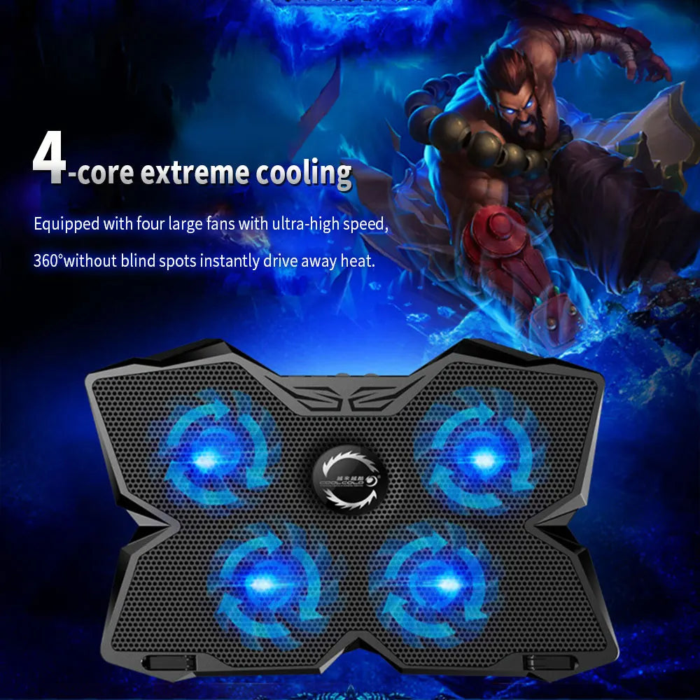 TISHRIC Laptop Cooling Pad – 4 Quiet Fans & USB Ports Laptop Cooling Pad PRIMED