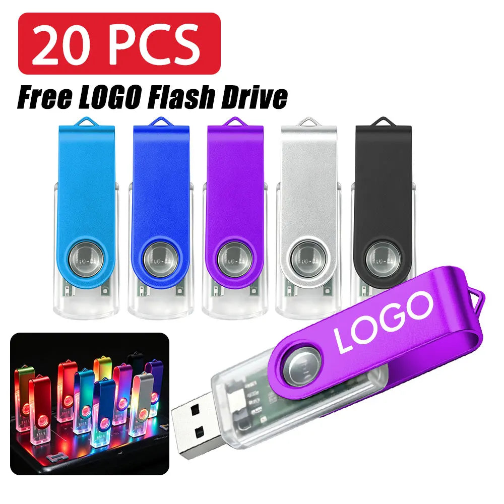 20-Pack Metal USB Flash Drives 4–128GB | Custom Logo Engraving USB Flash Drive PRIMED