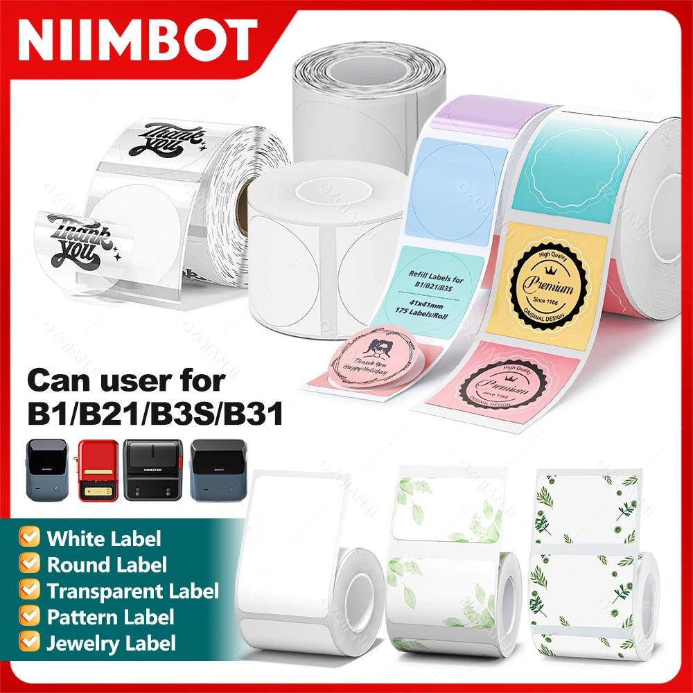 NiiMBOT Thermal Label Roll – Waterproof Round Stickers B1 B21 Thermal Label Roll PRIMED