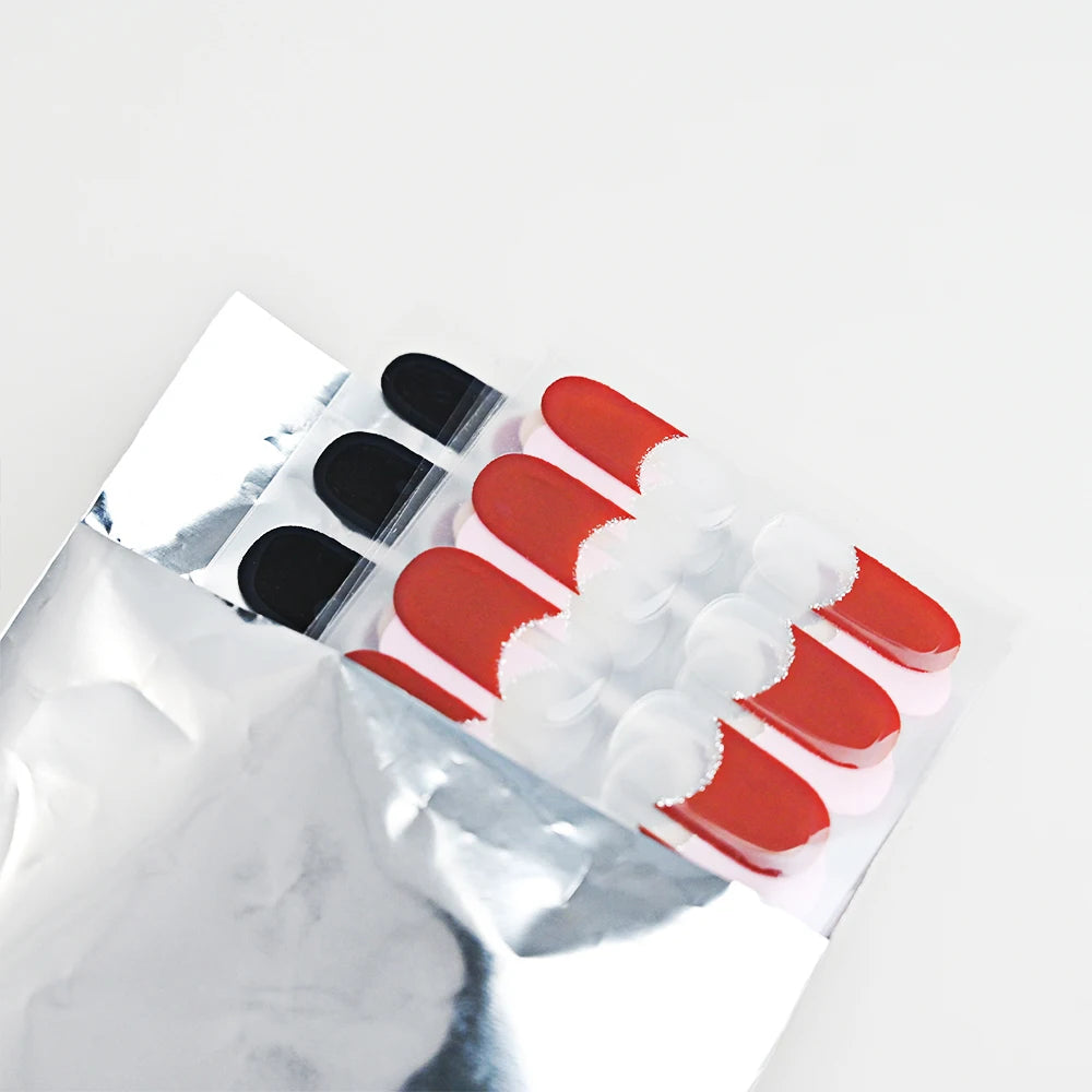 French Semi-Cured Gel Nail Wraps 16 Tips – Full Cover Stickers Gel Nail Wraps PRIMED