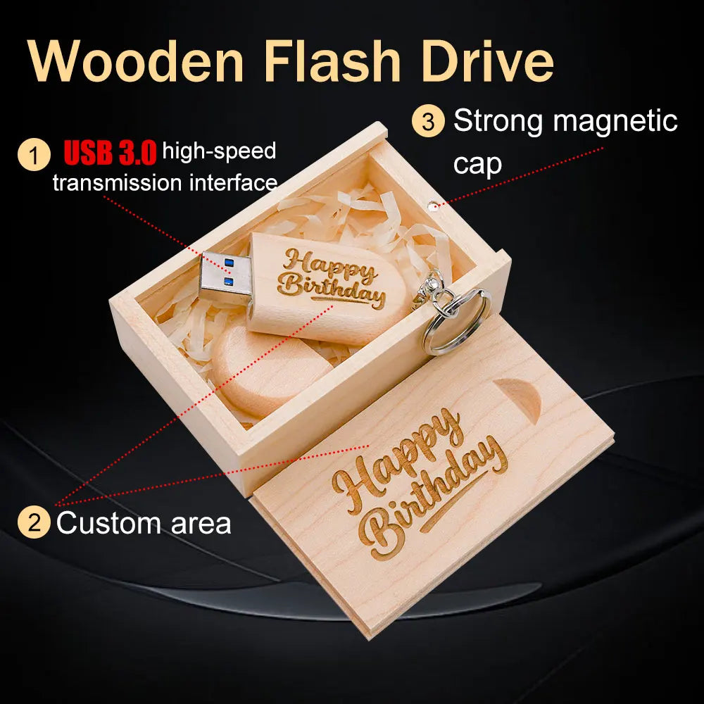 50-Pack Bamboo USB 3.0 Flash Drives 4–128GB | Custom Logo USB Flash Drive PRIMED