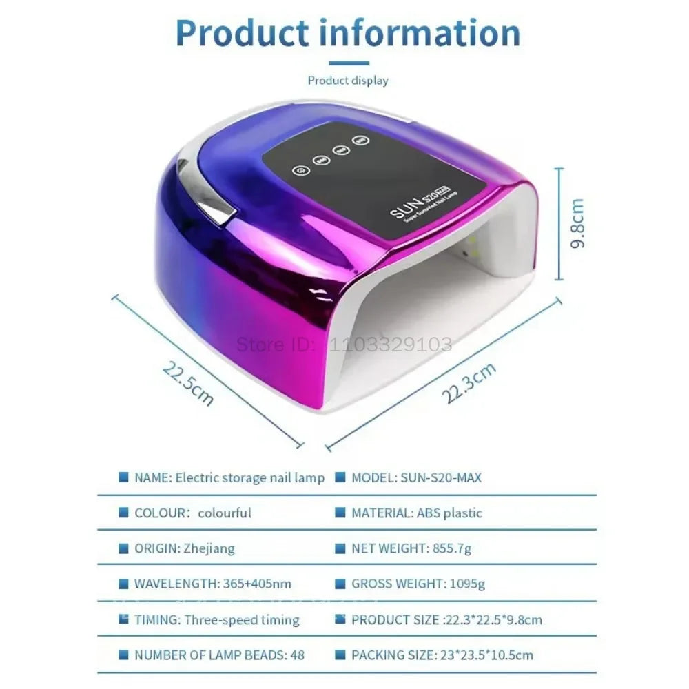 200W 48-LED Rechargeable Wireless UV Nail Curing Lamp UV Nail Curing Lamp PRIMED