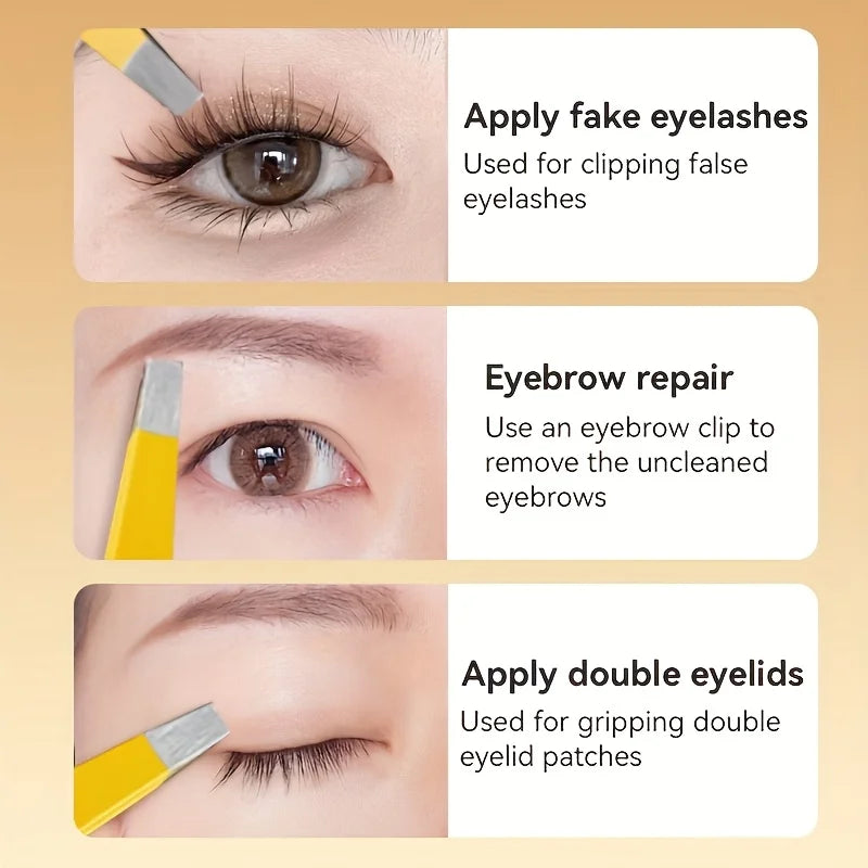Stainless Steel Slanted Eyebrow Tweezers Set – 2 or 4 Pcs