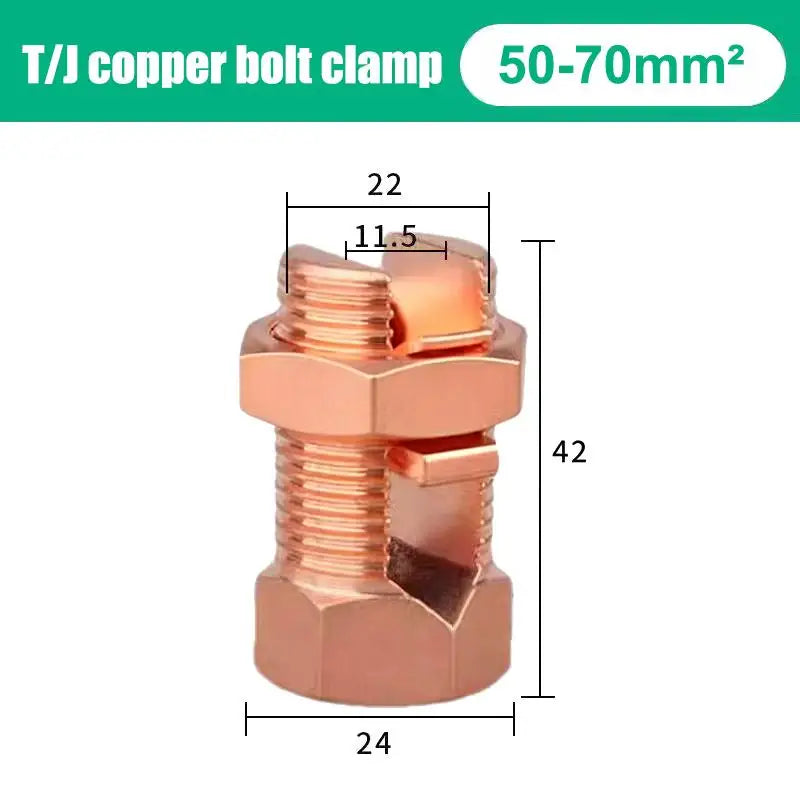 TJ Series Copper Split Bolt Connector 10–70mm² Wire Clamp