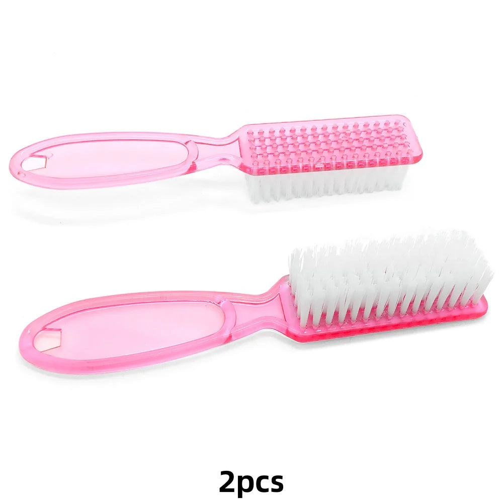 Transparent Pink Nail Brushes Ergonomic Handle | 2/5/10 Pack