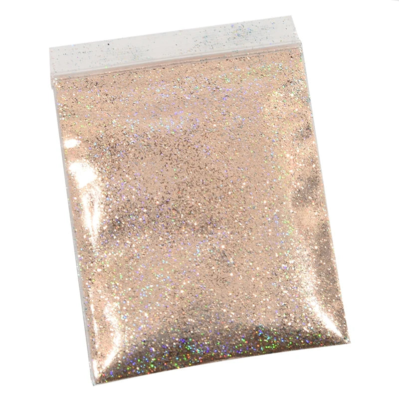 Holographic Nail Glitter Powder 10g – Silver & Gold Laser