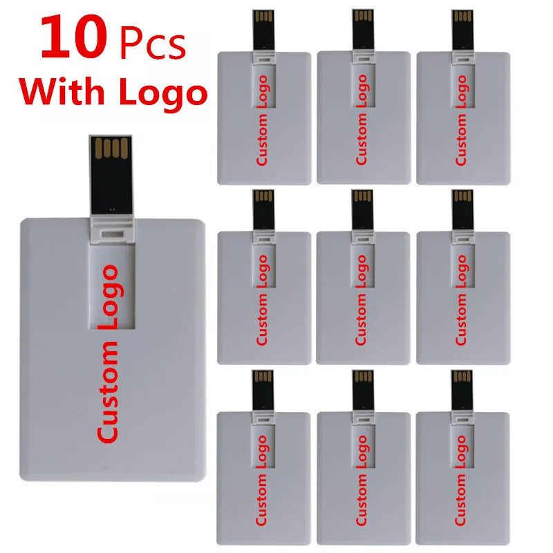 10PCS Custom Logo Credit Card USB Flash Drive 128MB–32GB Custom USB Flash Drive PRIMED Custom Logo 4GB-10pcs