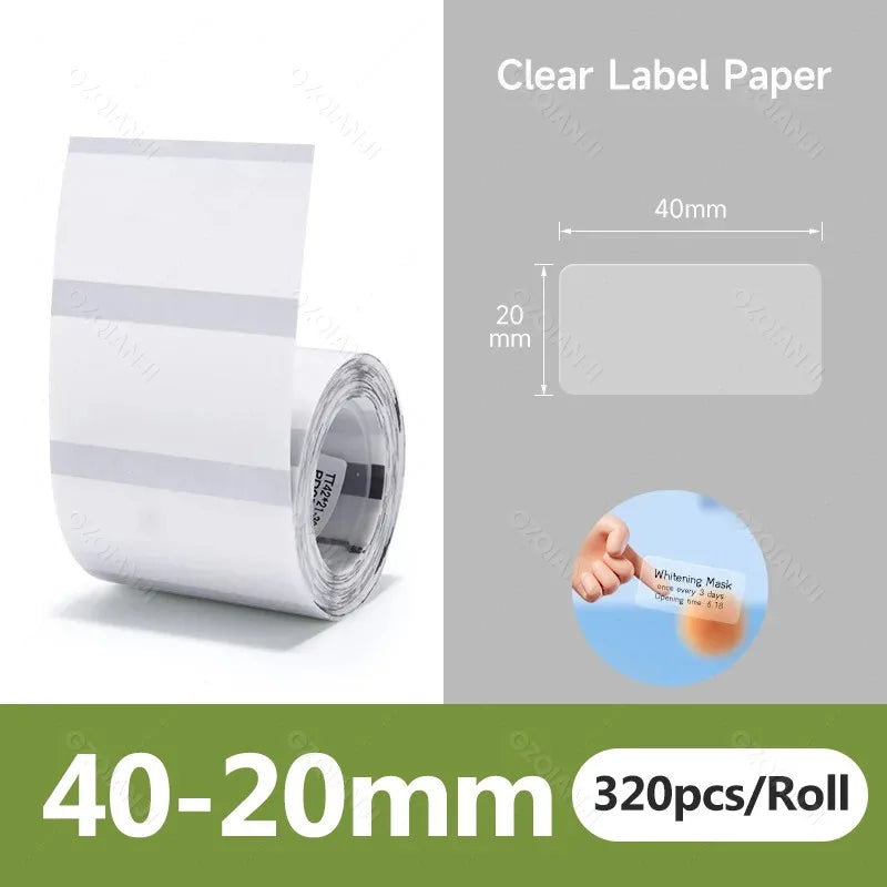 Niimbot Transparent Label Paper Roll – B1 B21 B3S K3 Official Thermal Label Roll PRIMED 1Roll Trans 40-20mm