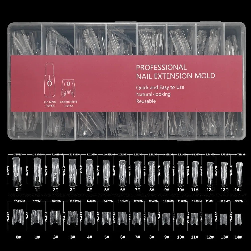 240pcs Mixed False Nail Extension Molds – Oval & Square Tips