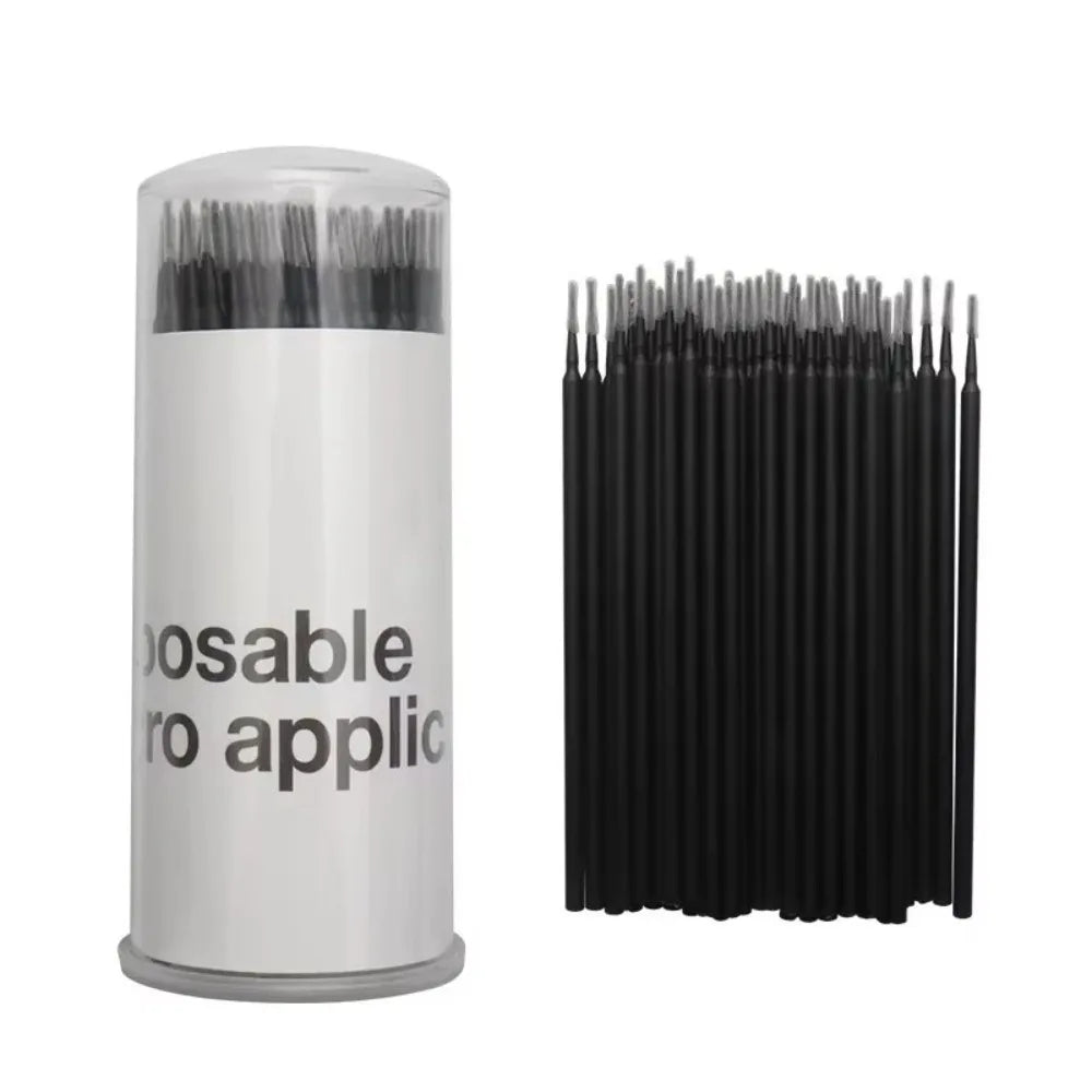 100Pcs Disposable Micro Applicator Brushes – Eyelash Extension Lash Applicator Brushes PRIMED Black