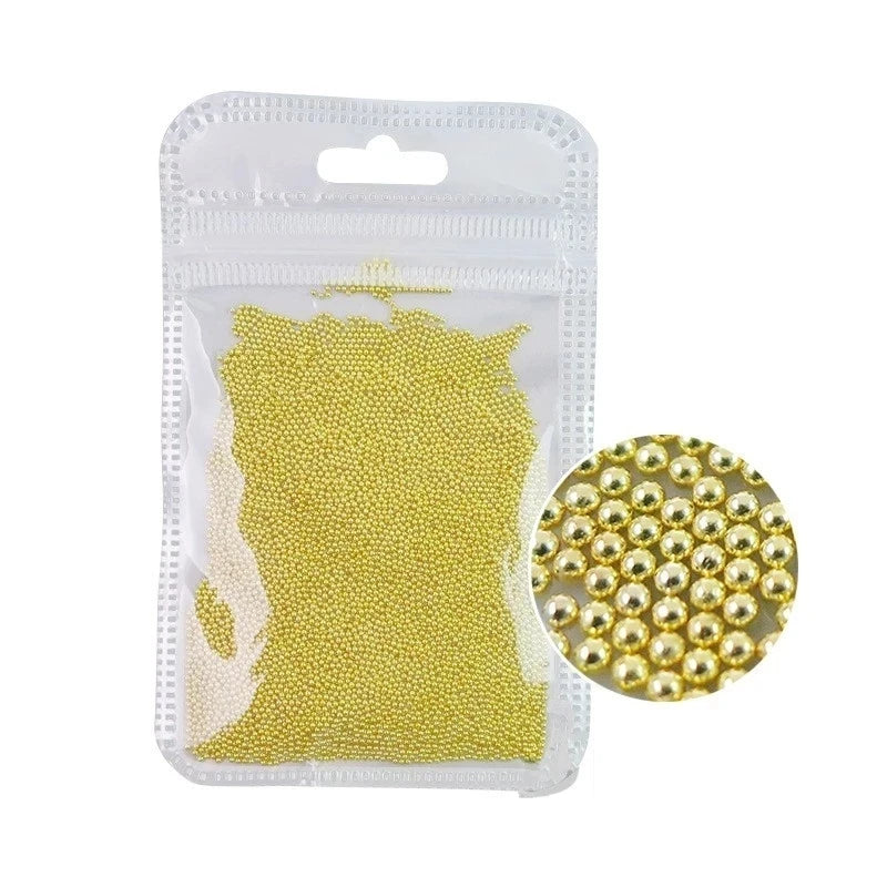 Nail Art Metal Round Beads 0.8–3.0mm Gold Silver | 12-Grid Box Nail Art Beads PRIMED ZD022-2(10g)