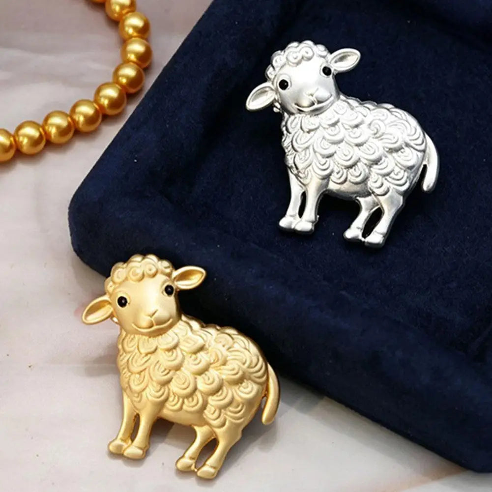 Vintage Sheep Brooch Multicolor Rhinestone Gold-Tone Lapel Pin