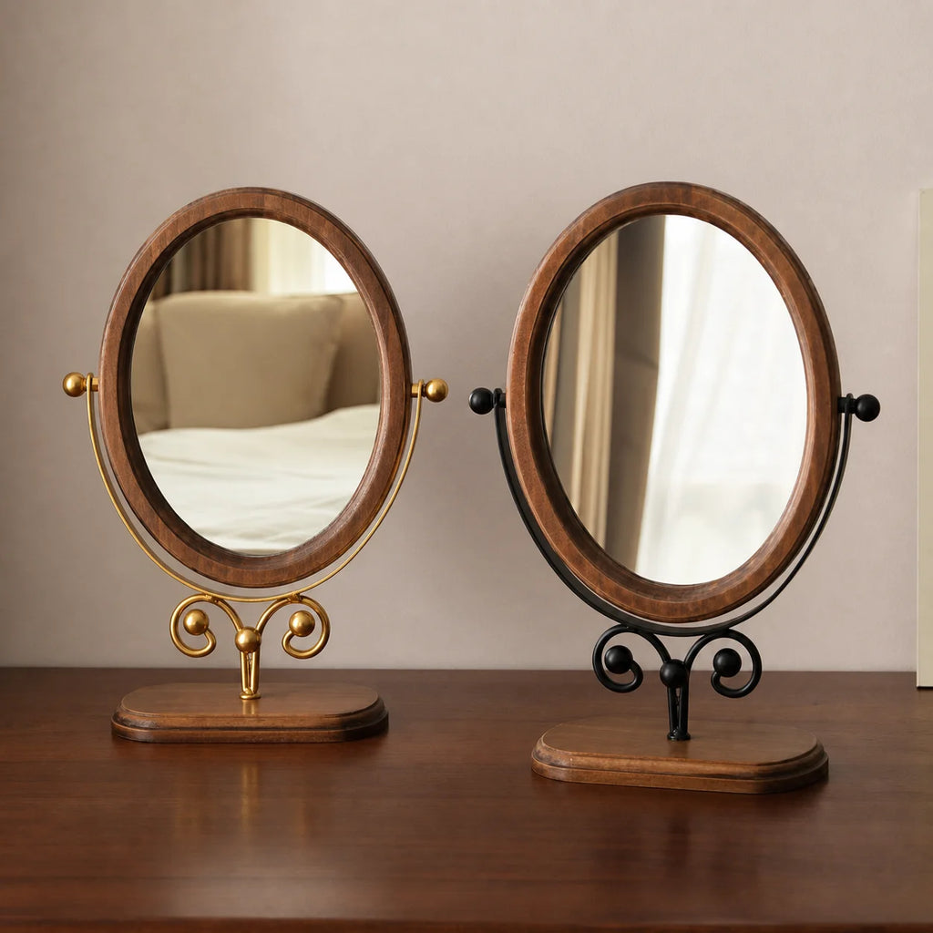 Vintage Oval Vanity Mirror – 360° Rotatable Tabletop Makeup Mirror Tabletop Vanity Mirror PRIMED
