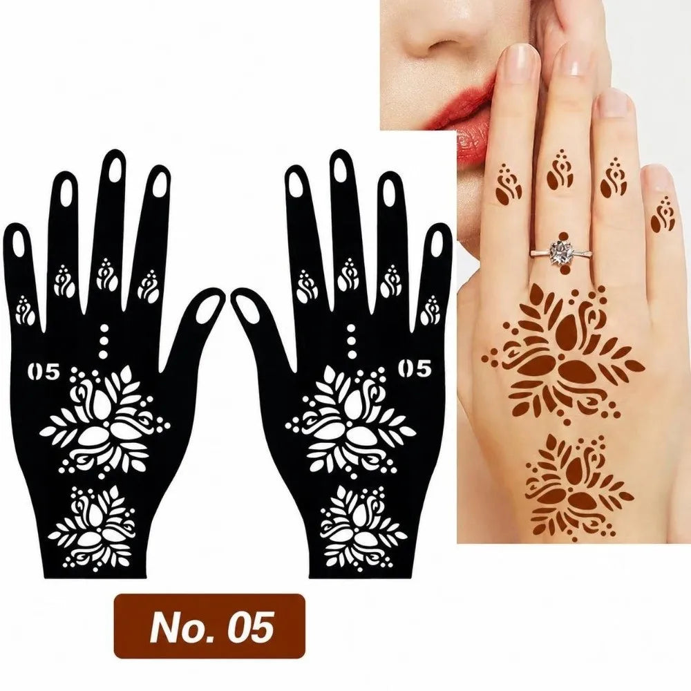 Reusable Self-Adhesive Henna Stencils – Floral Body Art