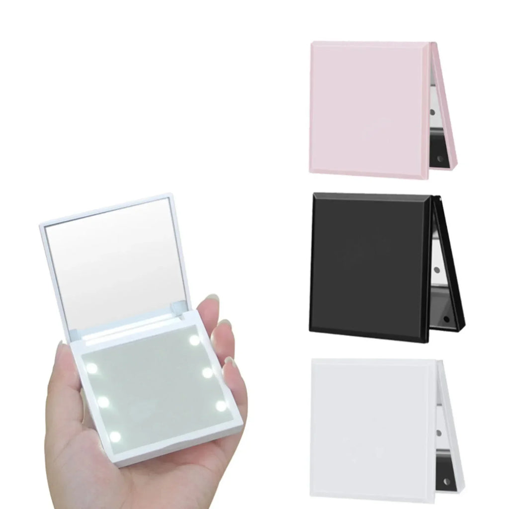 LED Foldable Compact Makeup Mirror – 6 LED Pocket Mirror LED Compact Mirror PRIMED