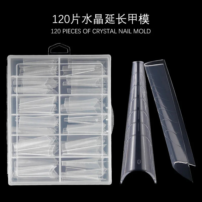 120pcs Stiletto Acrylic Nail Tips Half-Cover French Forms 10 Sizes